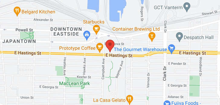 map of 202 933 E HASTINGS STREET